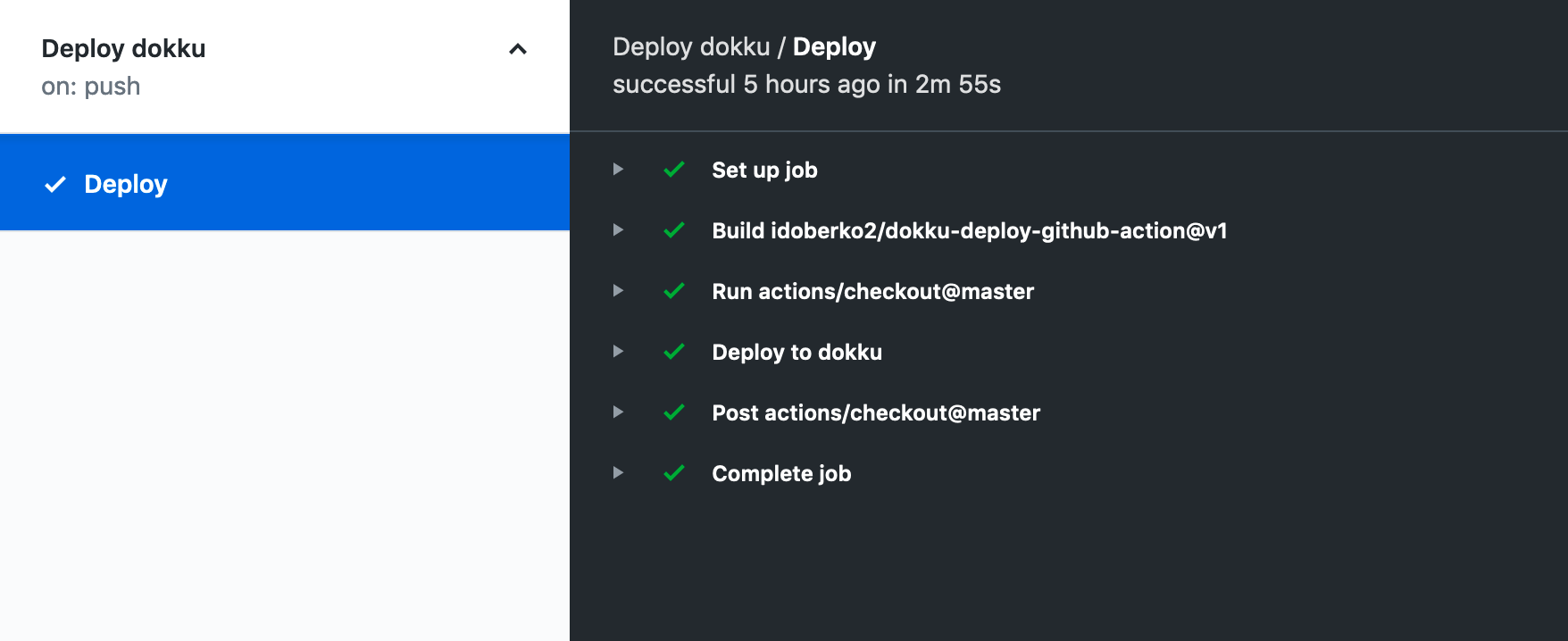 Successful deployment to Dokku using GitHub actions
